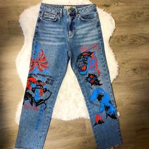 TopShop Ankle Length Printed Jeans